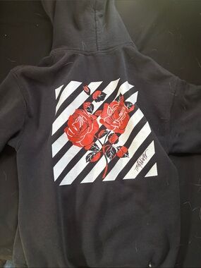 Artist Union Clothing Co.Black Hoodie with Red Rose Graphic sign